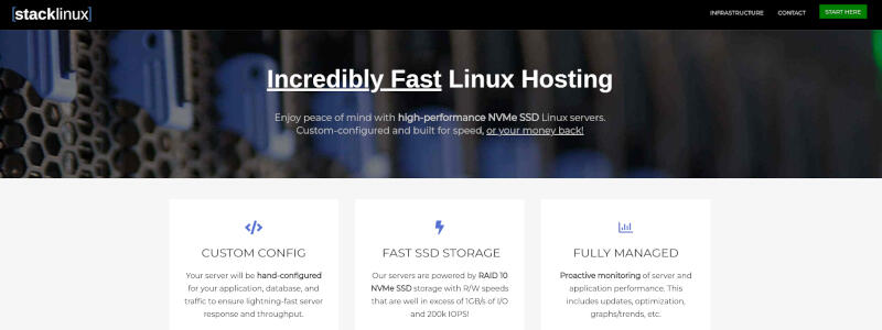 StackLinux custom-built SSD Linux servers - built for speed!